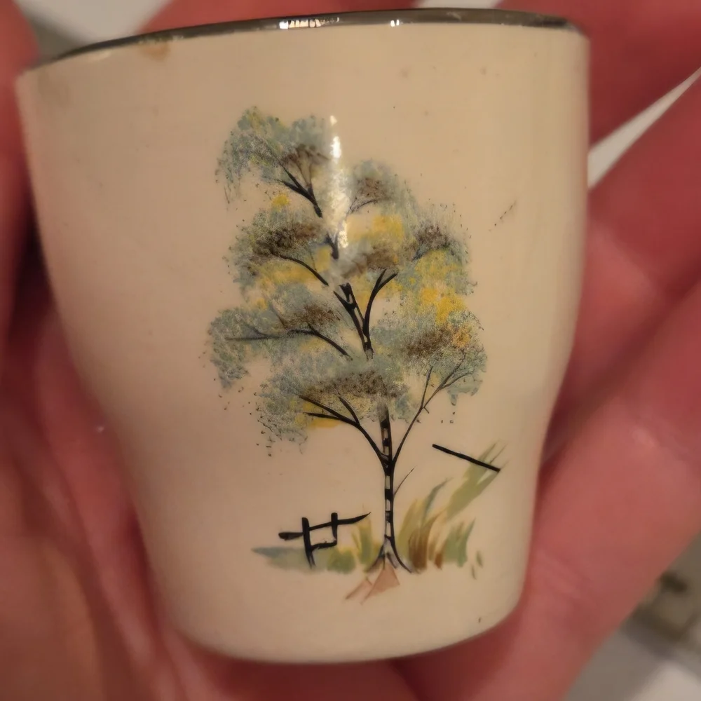 Egg Cups Low Profile Willow Tree Design Vintage
